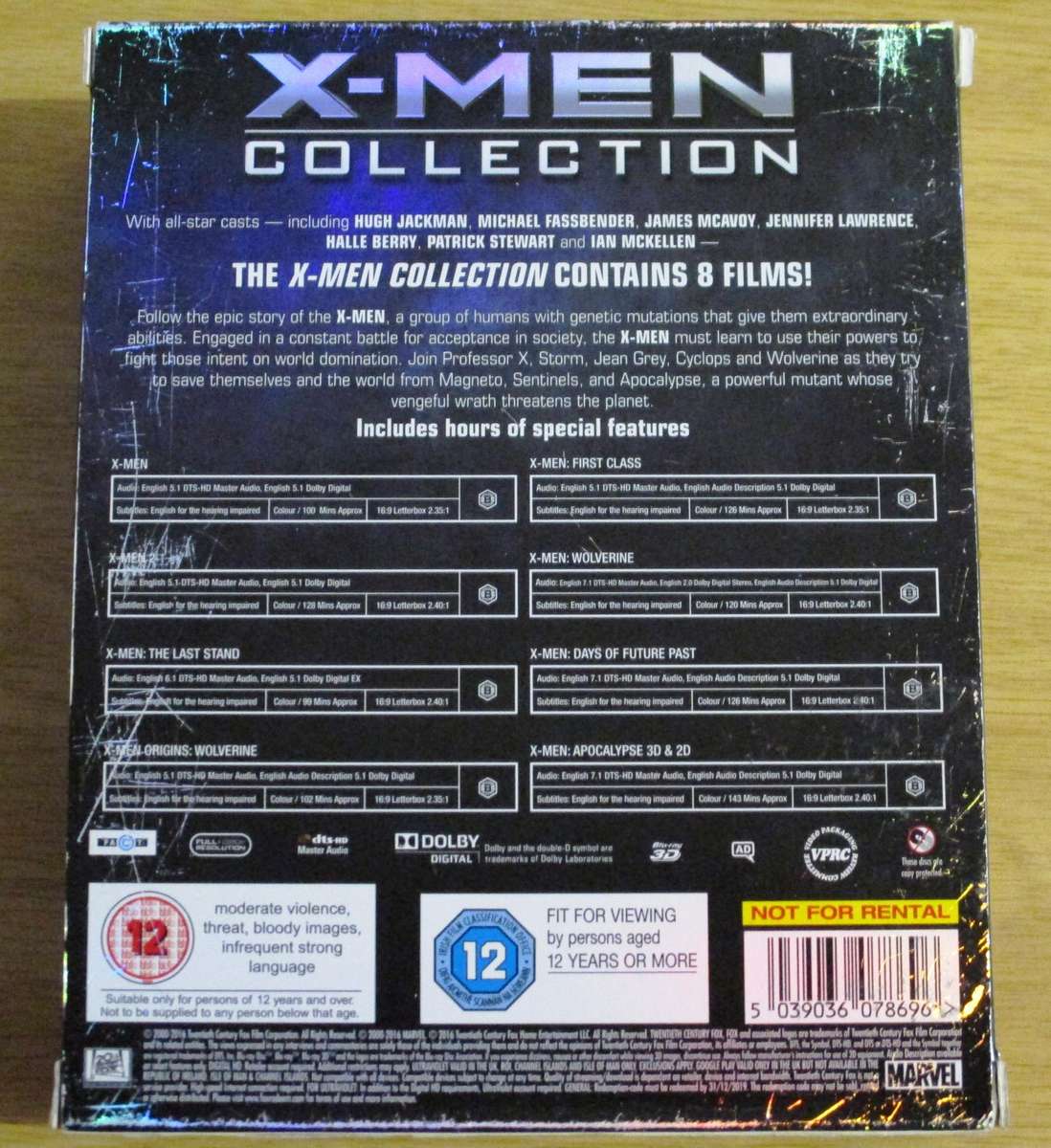 X-MEN Collection All 8 Films 8xBLU RAY Box Set