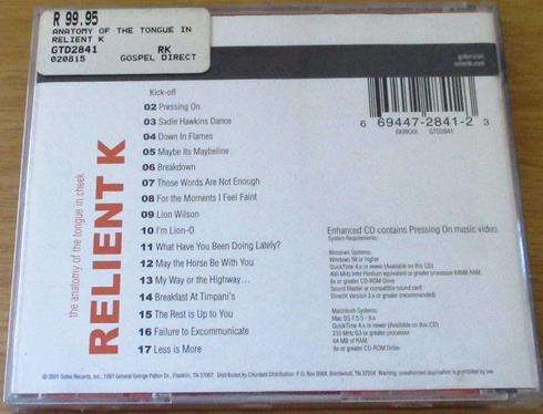 CHRISTIAN ROCK/METAL : RELIENT K The Anatomy of the Tongue and Cheek CD [BB SHELF C/R/M]
