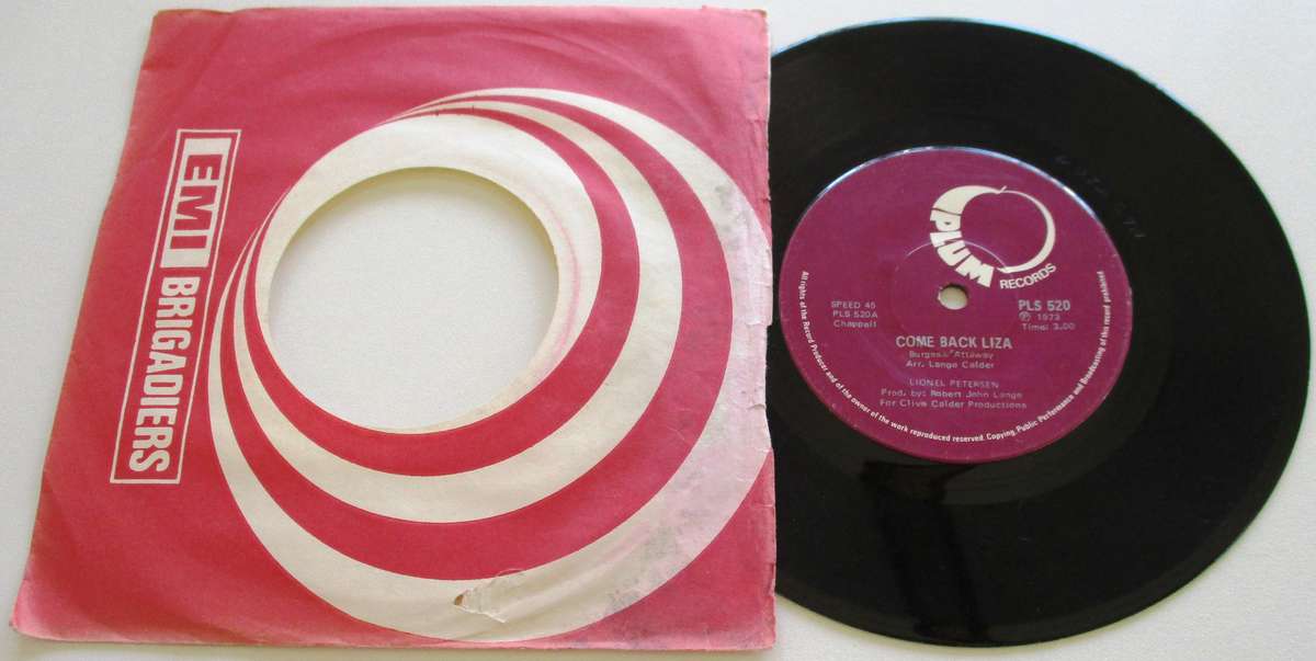 LIONEL PETERSON Come back Liza 7" Single Vinyl record
