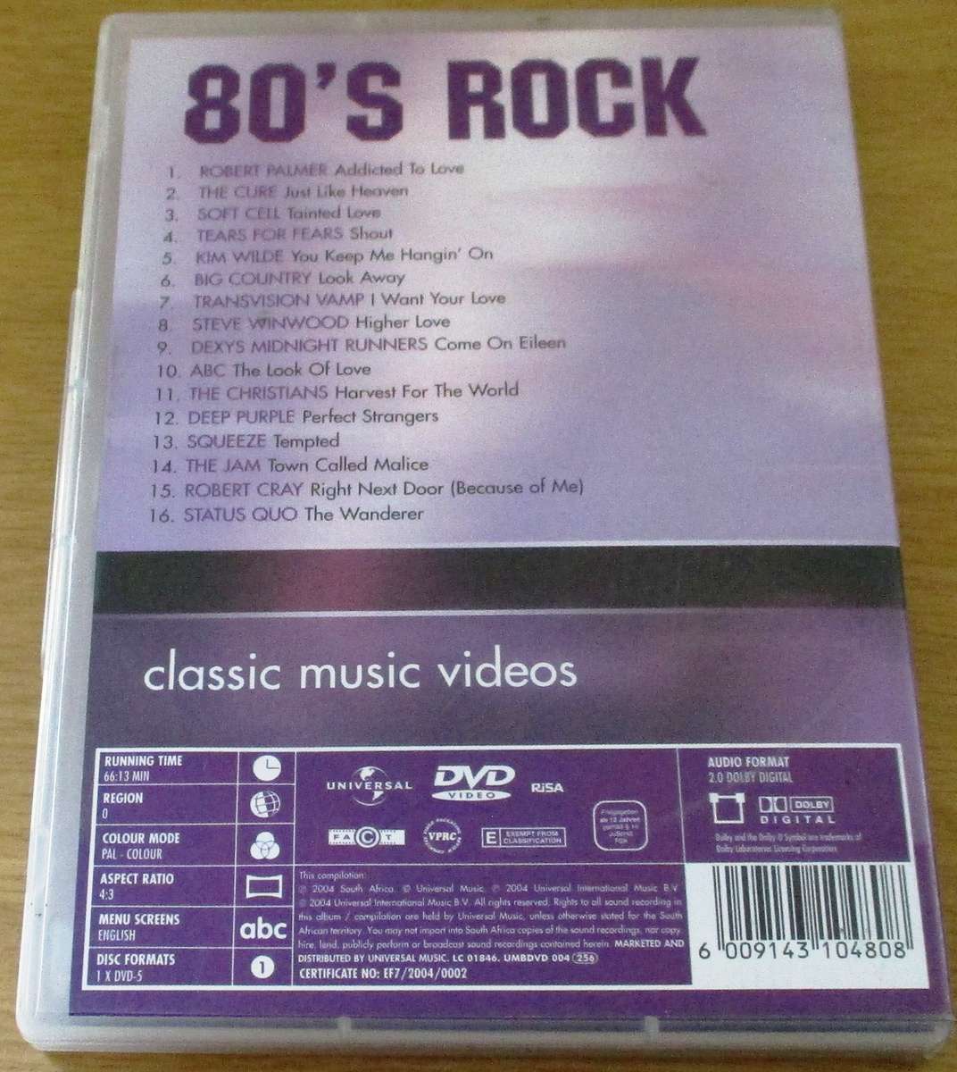 80'S ROCK 16 Classic Music Videos DVD