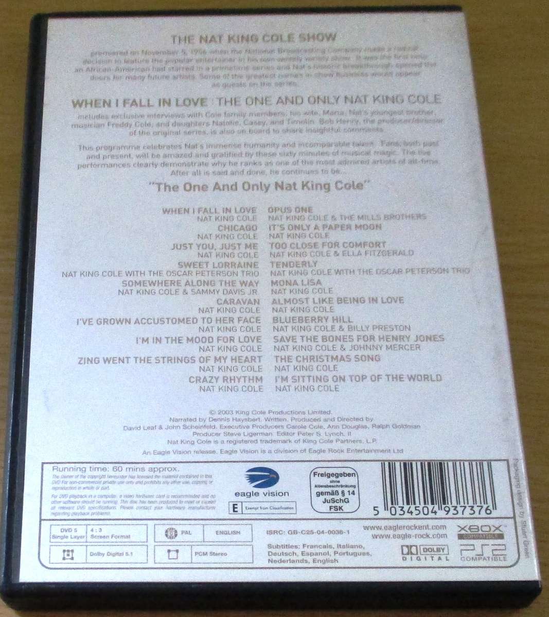NAT KING COLE When I Fall in Love The One and Only DVD