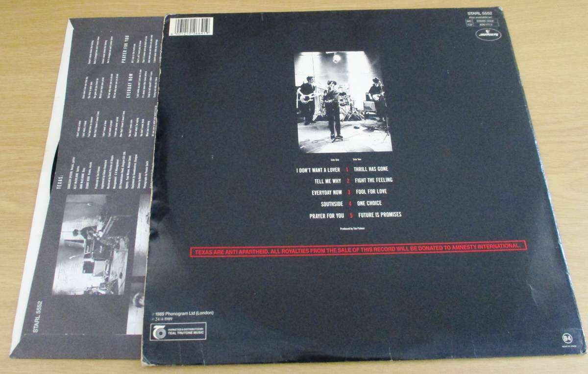 TEXAS Southside South African Pressing LP VINYL Record printed inner sleeve