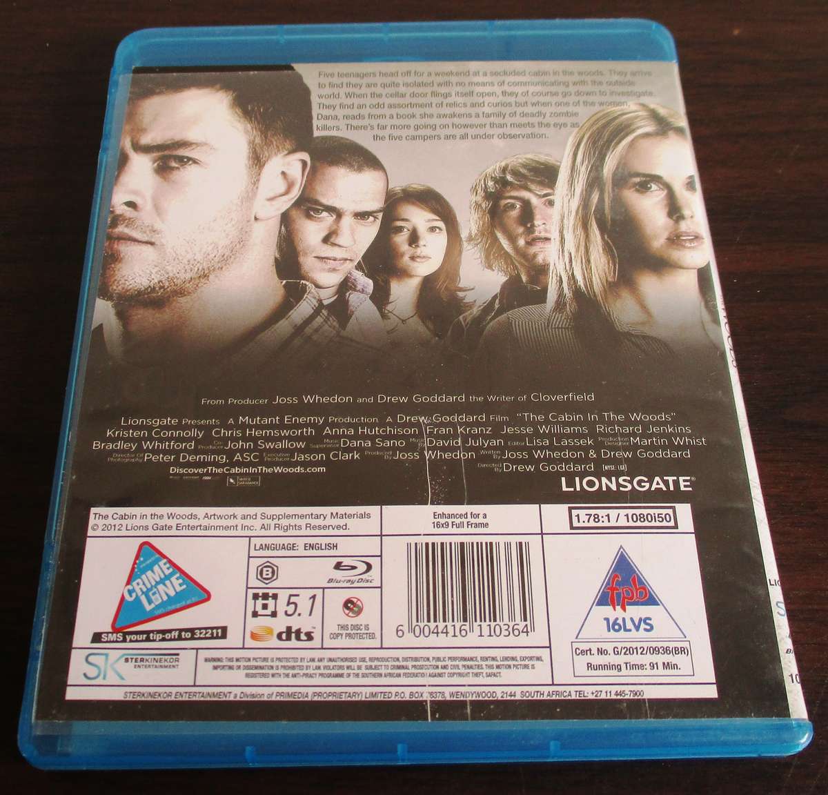 CABIN IN THE WOODS BLU RAY Chris Hemsworth [BLU RAY SHELF]