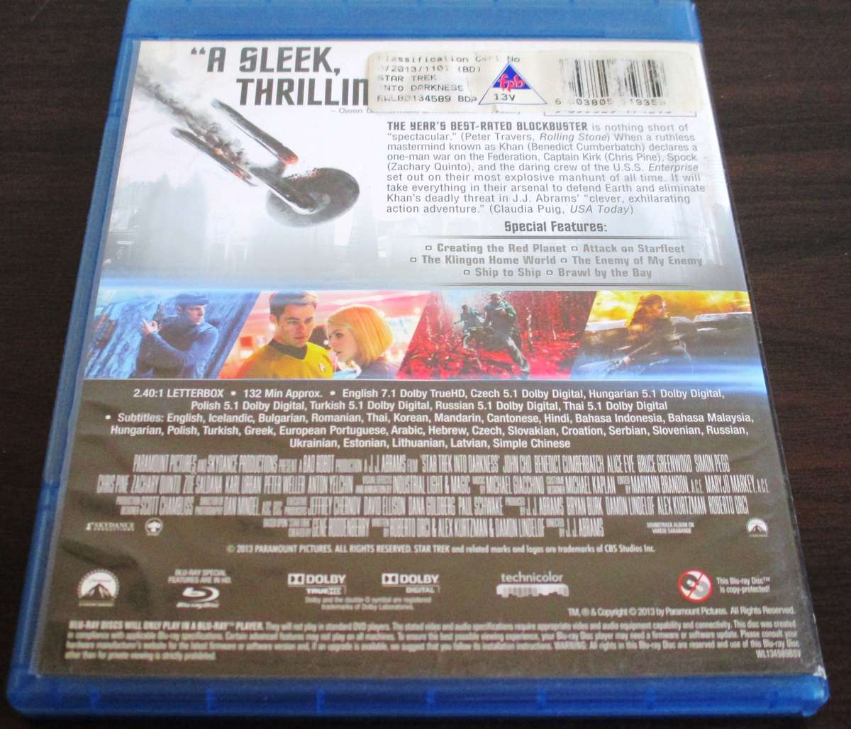 STAR TREK Into Darkness BLU RAY  [BLU RAY SHELF]