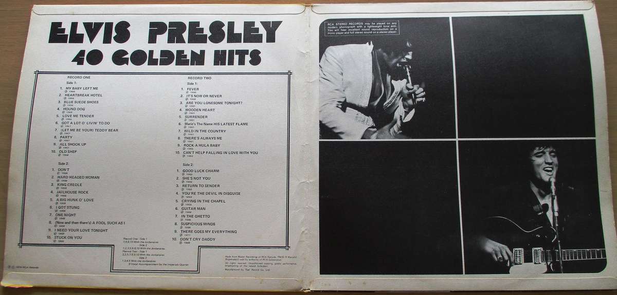 ELVIS PRESLEY 40 Golden Hits 2xLP VINYL RECORD