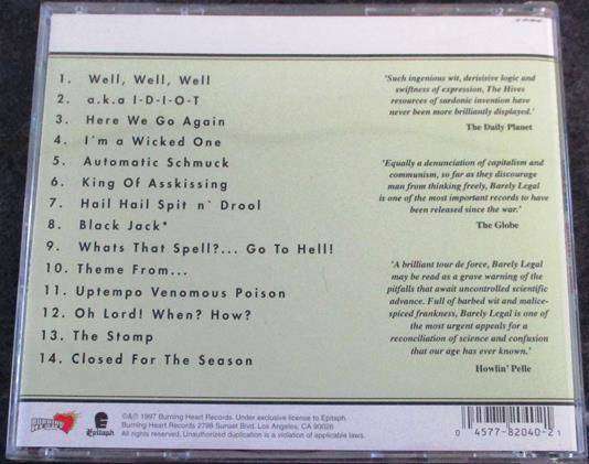 THE HIVES Barely Legal CD  [Shelf G x 29]