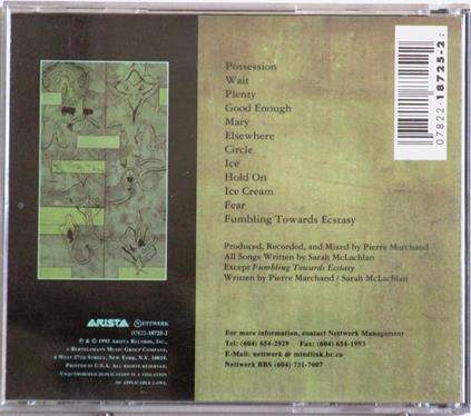 SARAH McLACHLAN Fumbling Towards Ecstasy CD [Shelf Gx25]