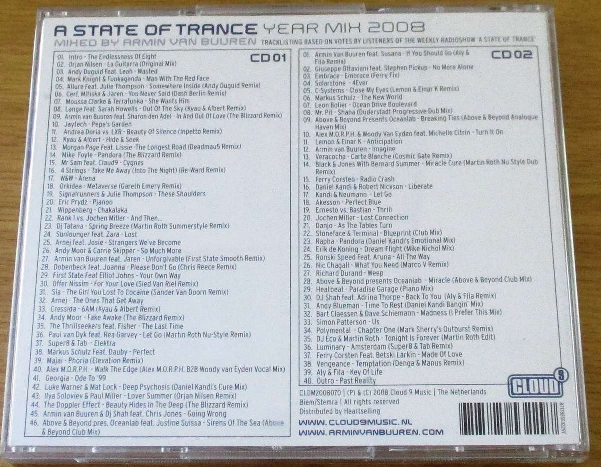 ARMIN VAN BUUREN A STATE OF TRANCE Year Mix 2008 2xCD [Gx32]