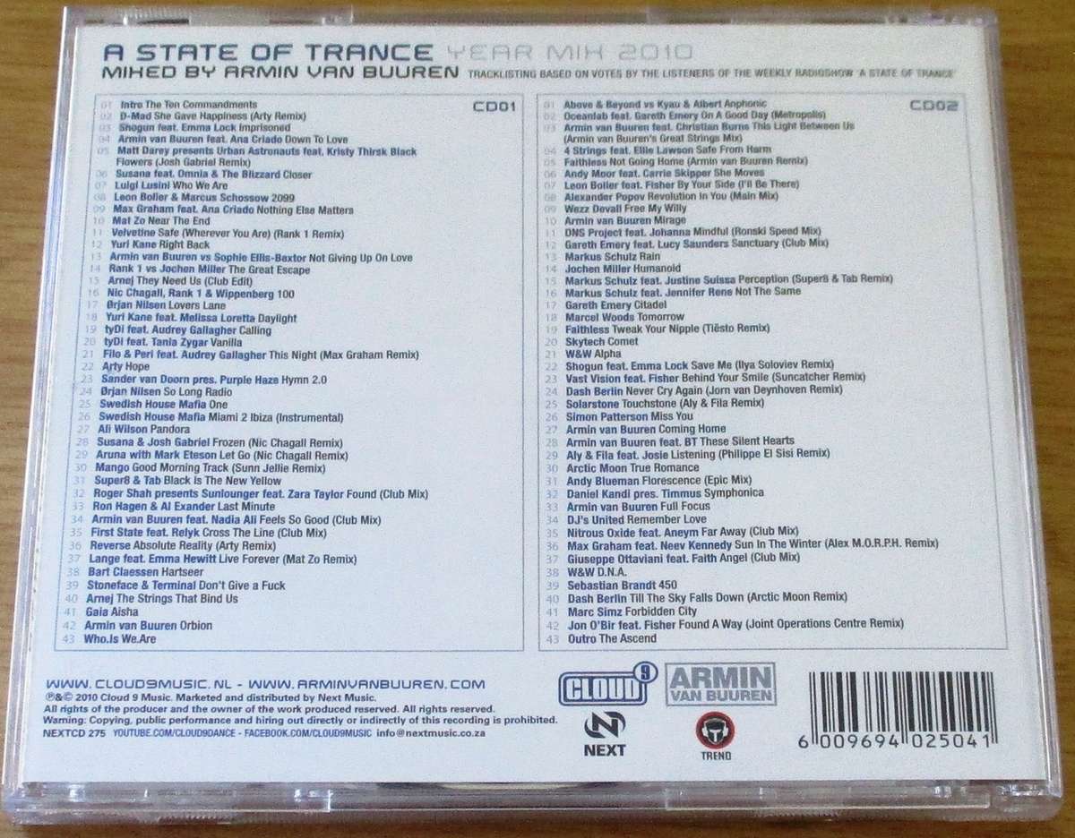 ARMIN VAN BUUREN A STATE OF TRANCE Year Mix 2010 2xCD [Gx32]