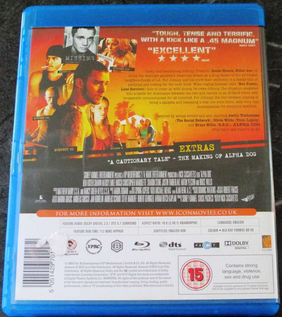 ALPHA DOG BLU RAY Bruce Willis Sharon Stone