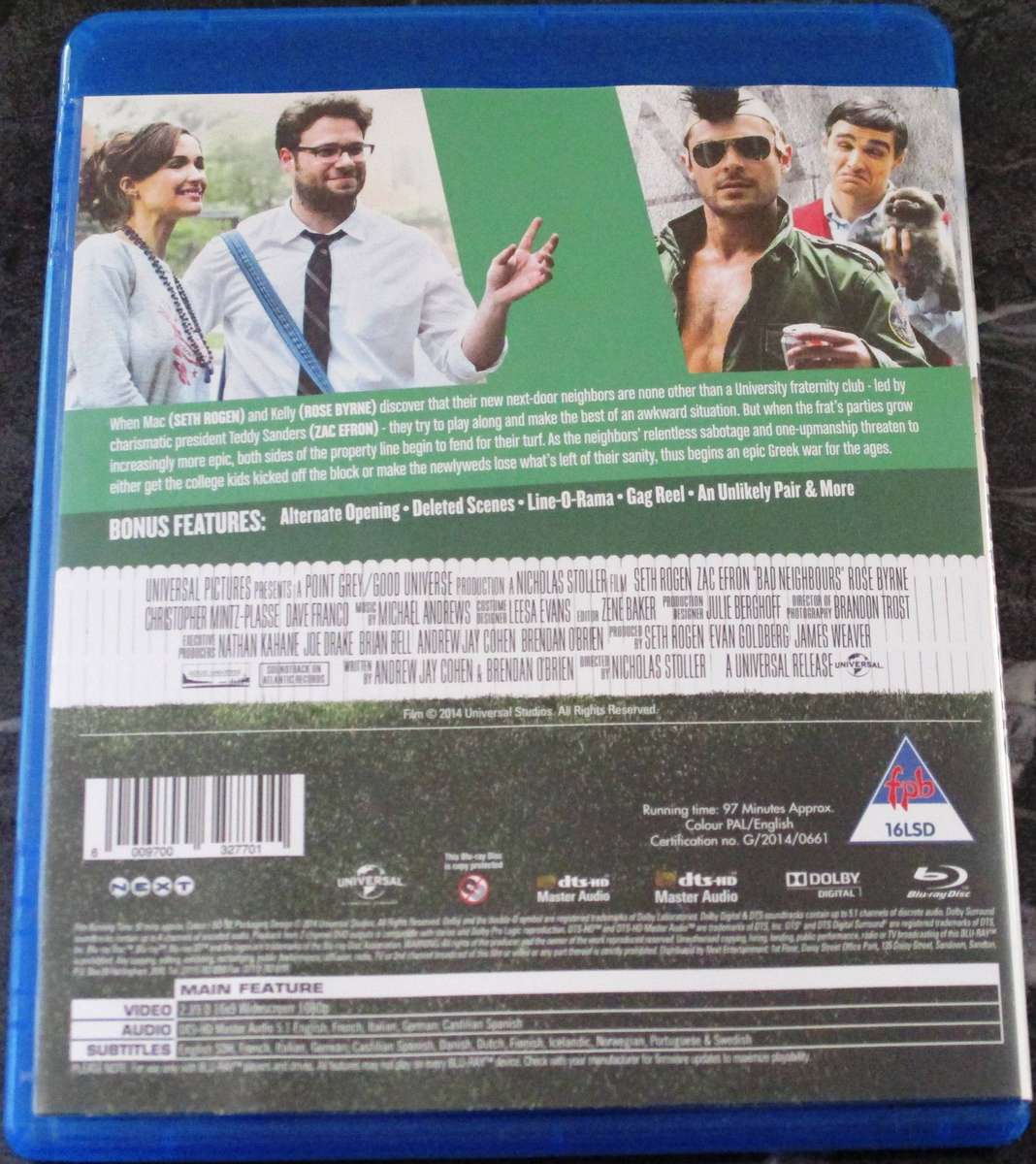 BAD NEIGHBOURS BLU RAY Seth Rogen Zac Efron
