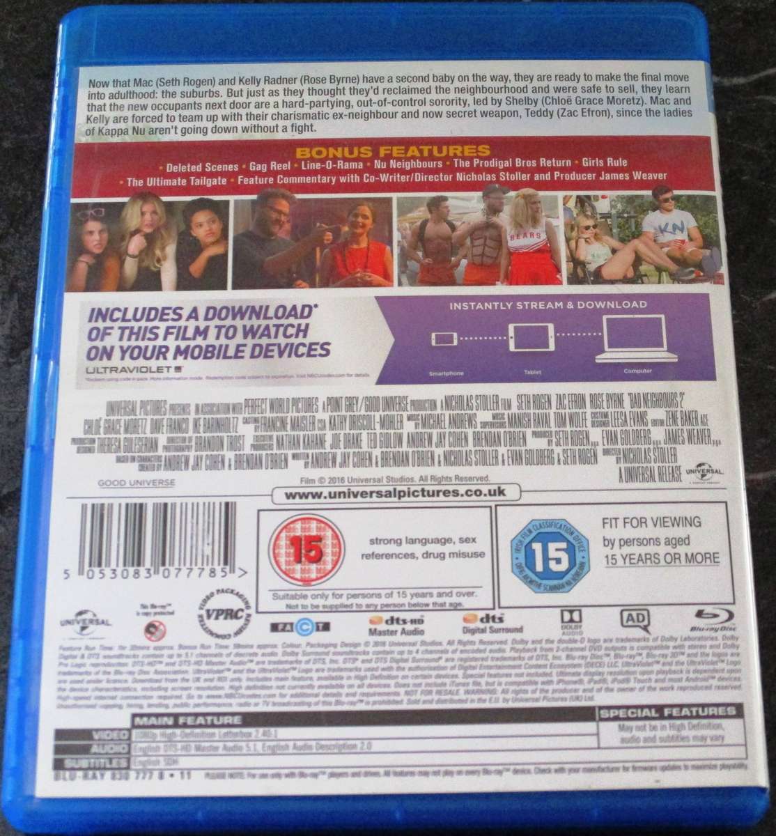 BAD NEIGHBOURS 2 BLU RAY Seth Rogen Zac Efron