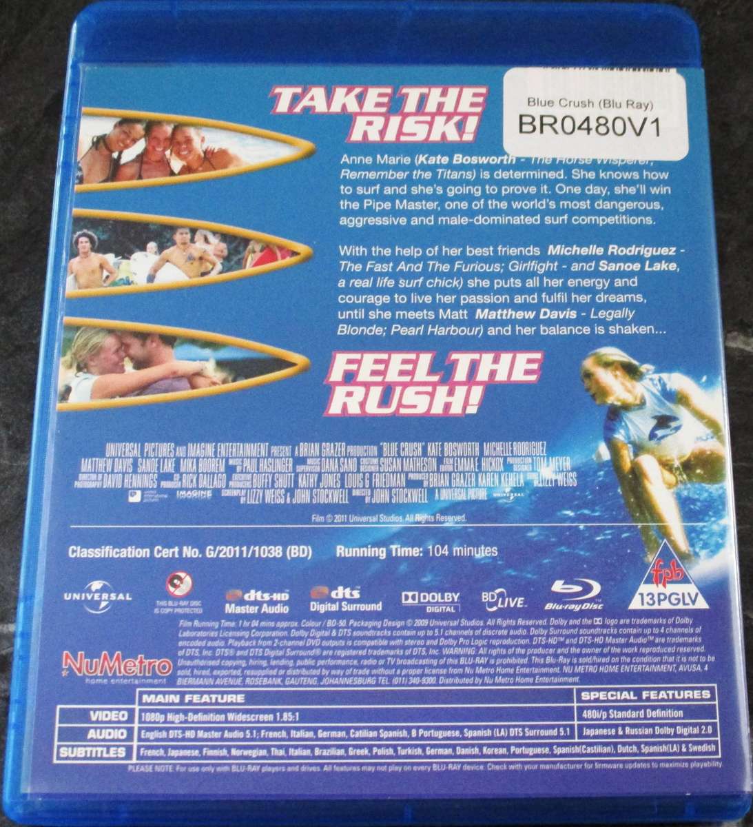 BLUE CRUSH BLU RAY