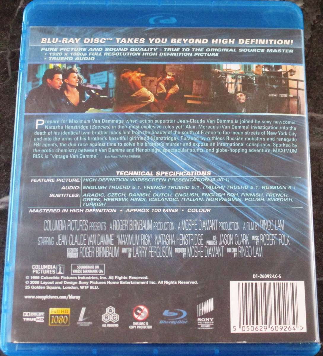 MAXIMUM RISK BLU RAY Jean Claude Van Damme