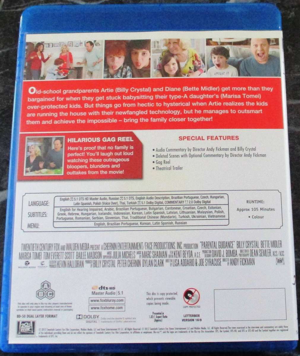 PARENTAL GUIDANCE BLU RAY Billy Crystal Bette Midler