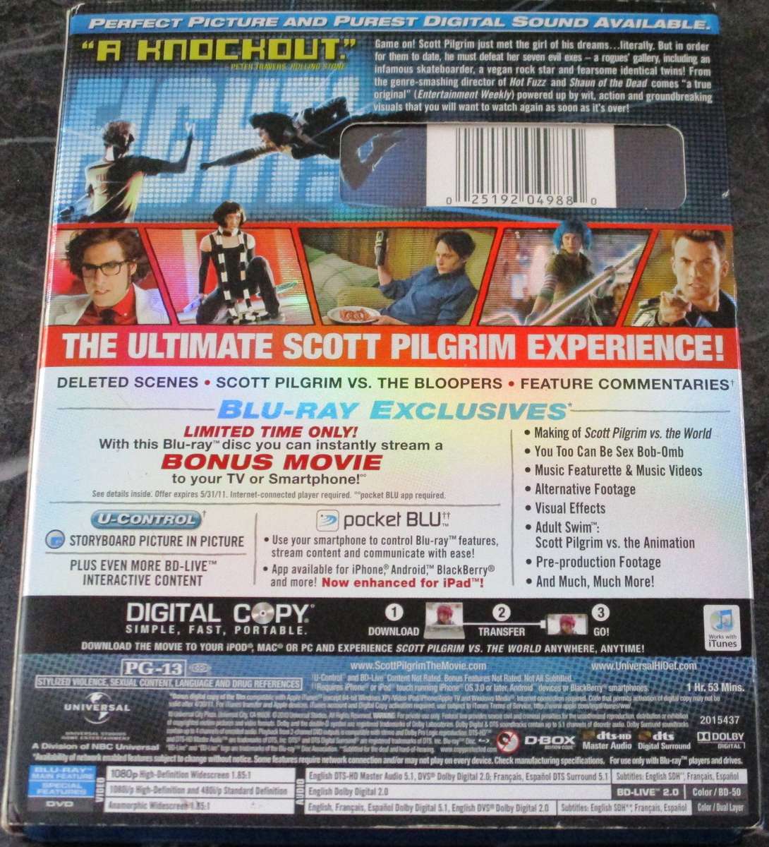 SCOTT PILGRIM Vs. THE WORLD BLU RAY + DVD