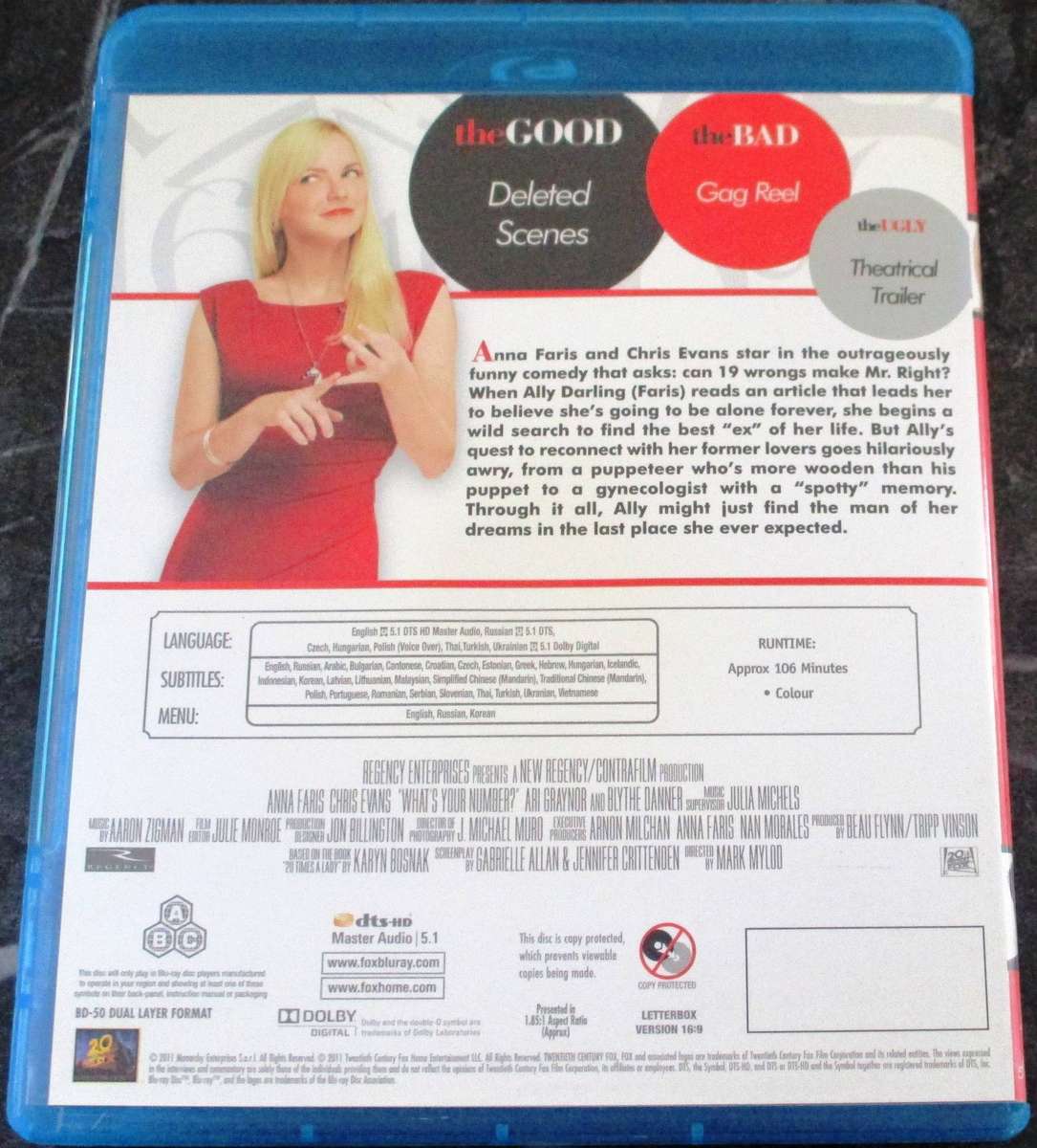 WHAT'S YOUR NUMBER? BACK BLU RAY Chris Evans