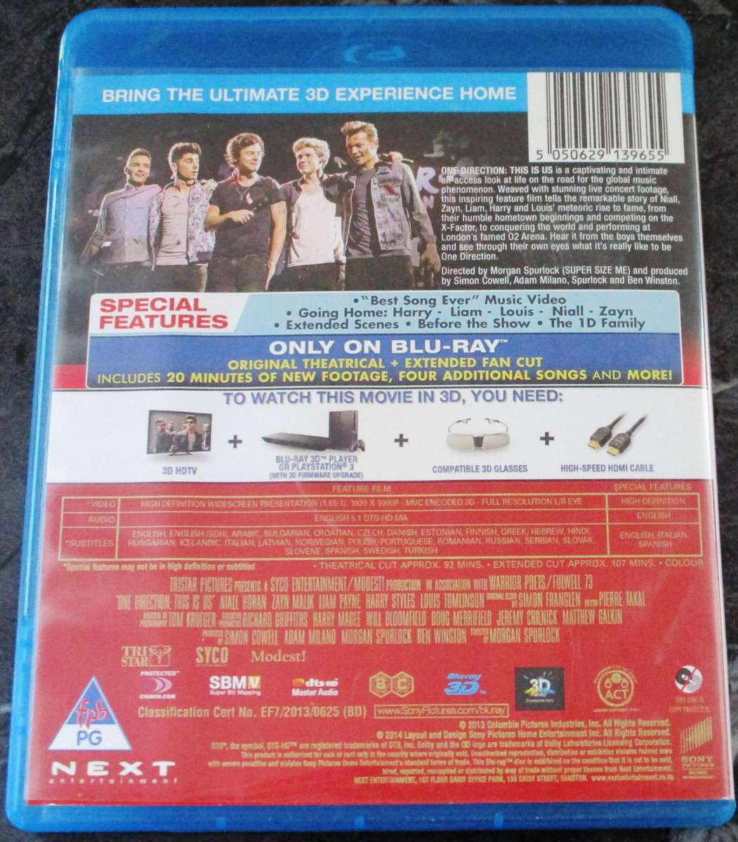 ONE DIRECTION This is Us BLU RAY 3D