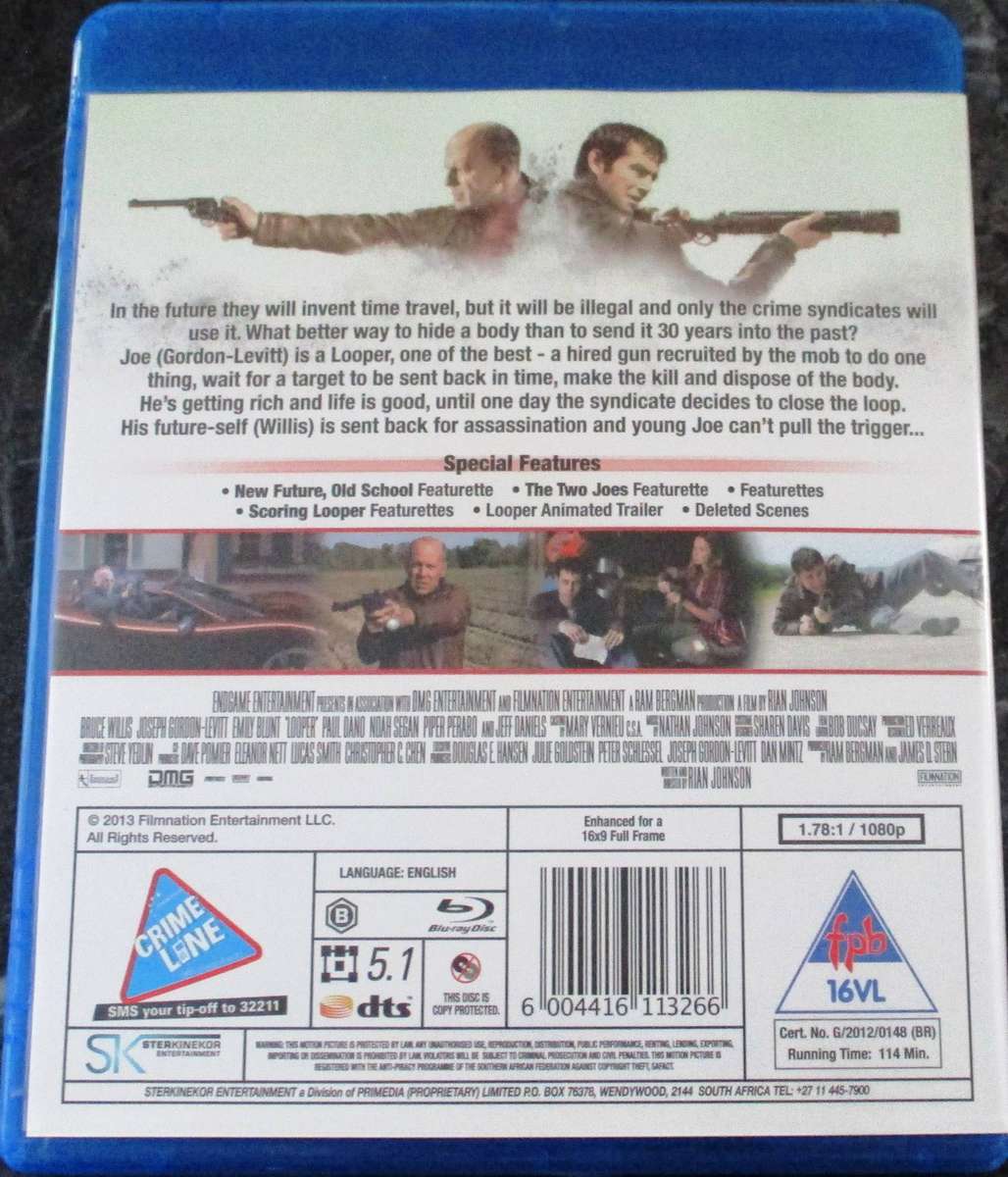 LOOPER BLU RAY Emily Blunt Bruce Willis