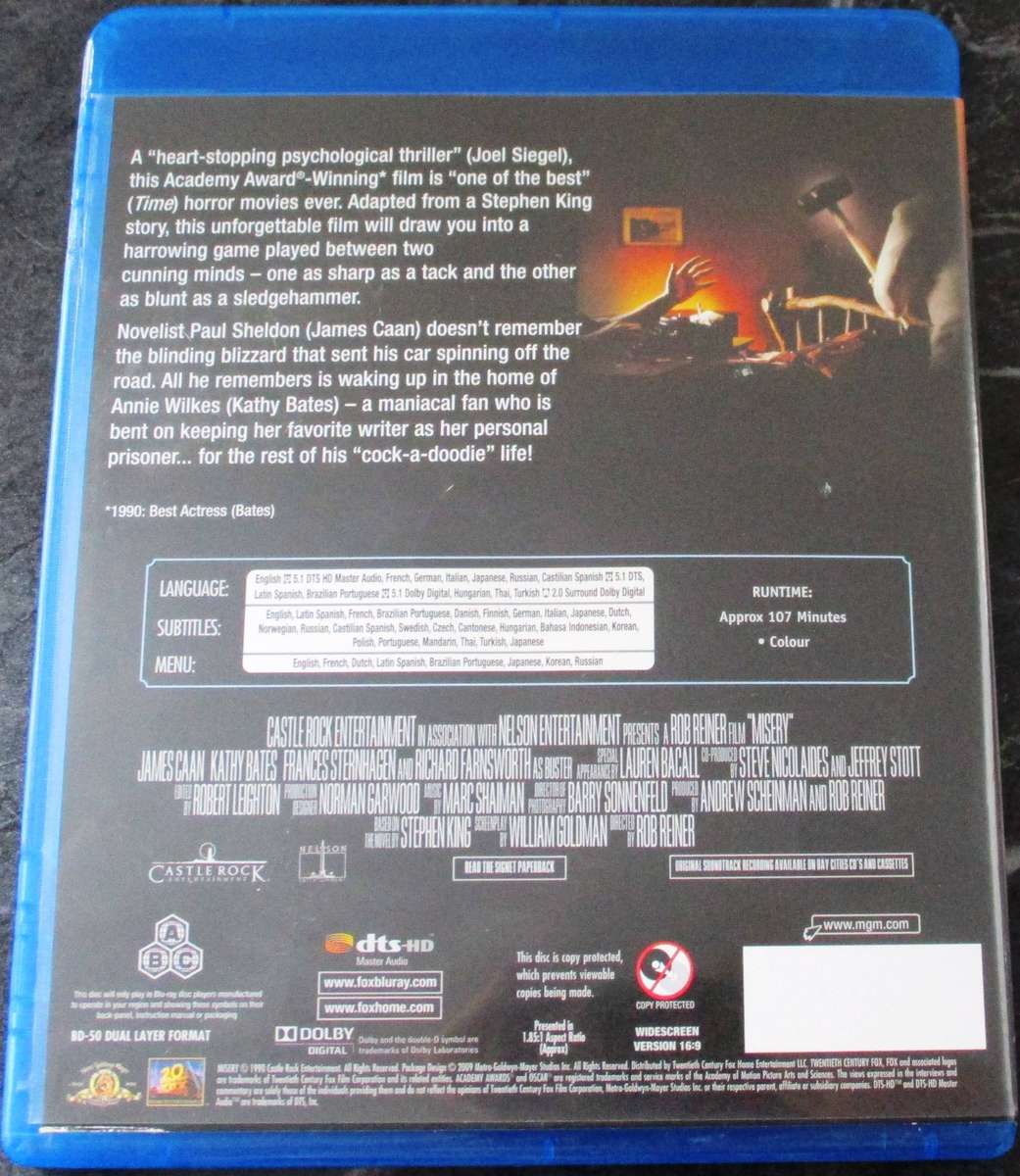 MISERY BLU RAY Kathy Bates