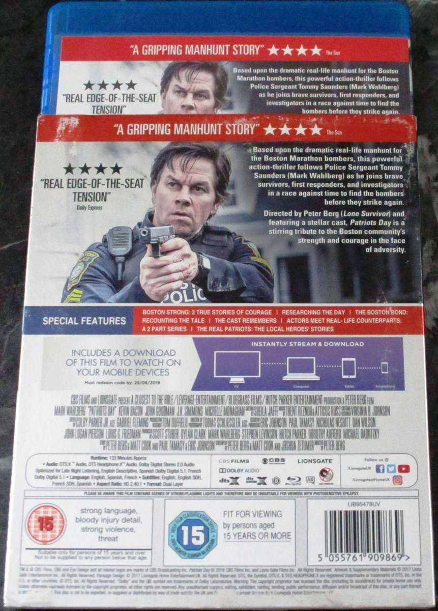 PATRIOT'S DAY BLU RAY Mark Wahlberg