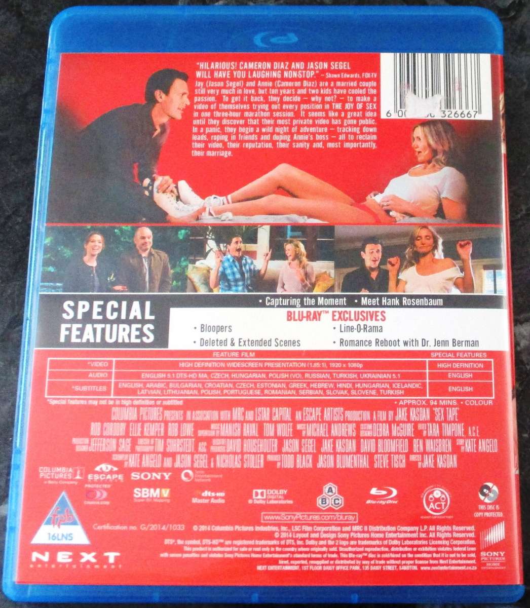 SEX TAPE BLU RAY Cameron Diaz Jason Segel