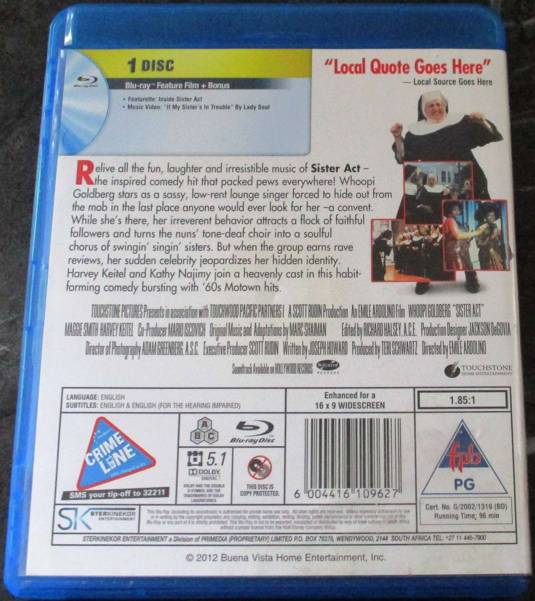 SISTER ACT BLU RAY Whoopi Goldberg