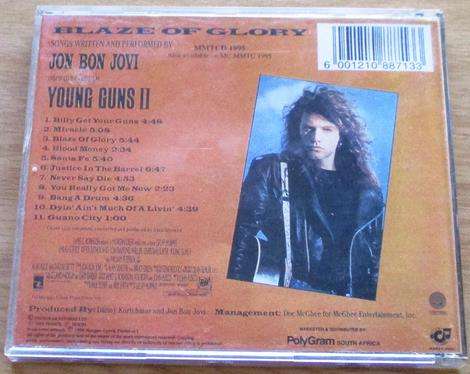 BLAZE OF GLORY Jon Bon Jovi Young Guns II CD [Gx7]