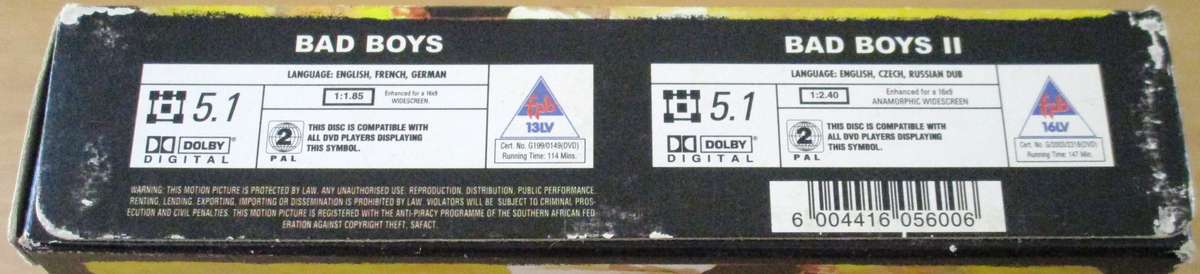BAD BOYS + BAD BOYS 2 Special Edition DVD [Box Set shelf]