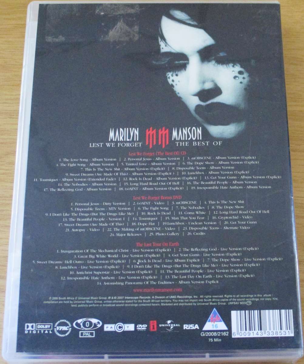 MARILYN MANSON Lest We Forget The Best Of CD + 2xDVD