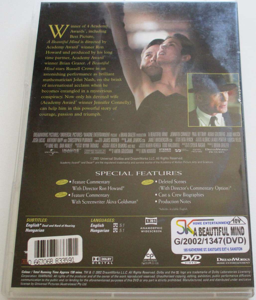 A BEAUTIFUL MIND Russell Crowe DVD  [BBOX 5]