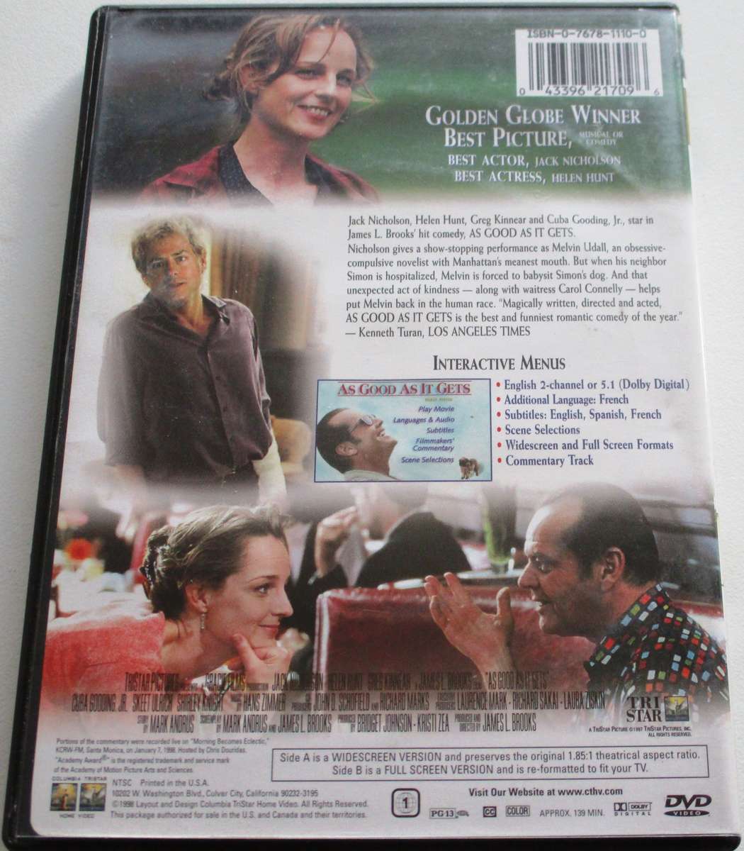 AS GOOD AS IT GETS Jack Nicholson DVD [BBOX 6] Region 1