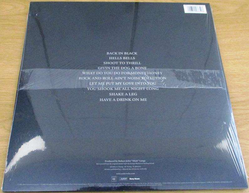 AC/DC Back in Black LP VINYL Record