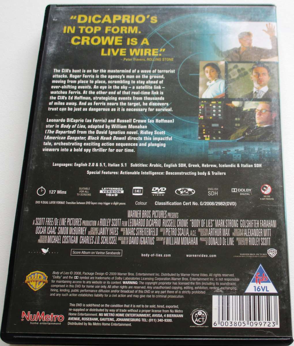 BODY OF LIES Di Caprio Crowe DVD [BBOX 6]