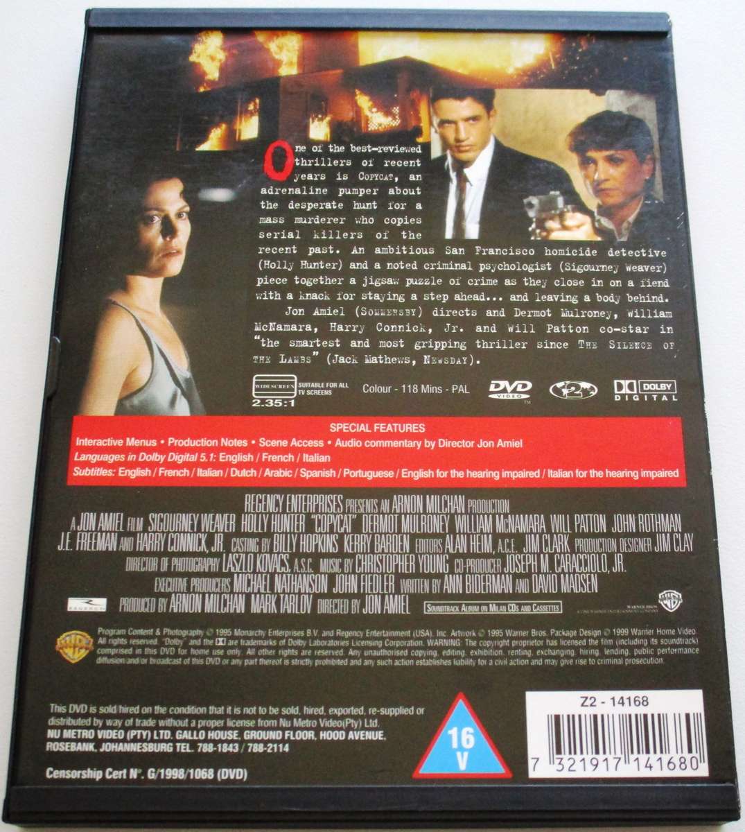 COPYCAT Sigourney Weaver Holly Hunter DVD [BBOX 10]