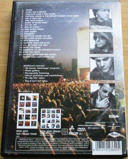 BON JOVI The Crush Tour DVD