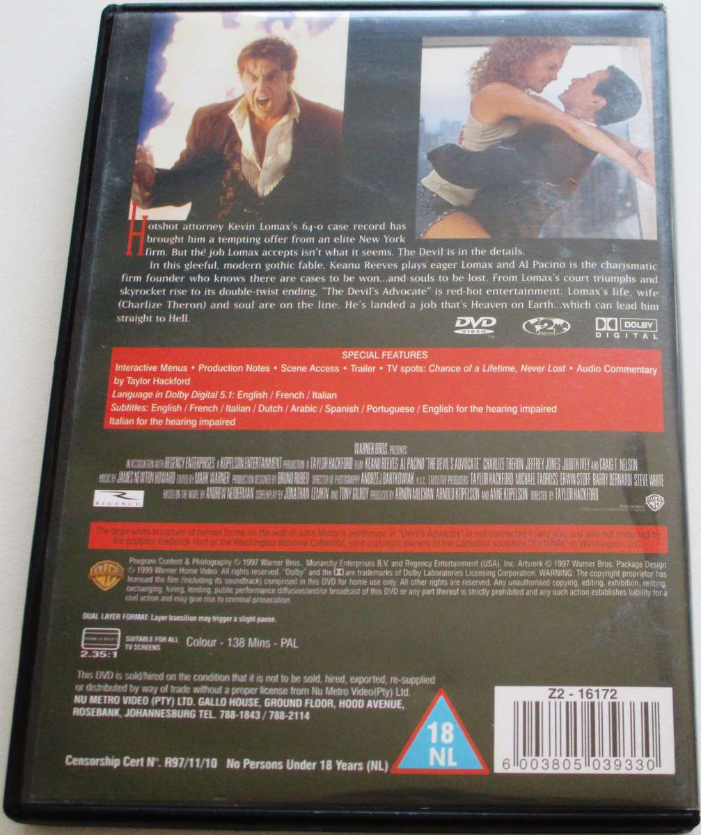 THE DEVIL'S ACCIDENT Al Pacino Keanu Reeves DVD [BBOX 10]