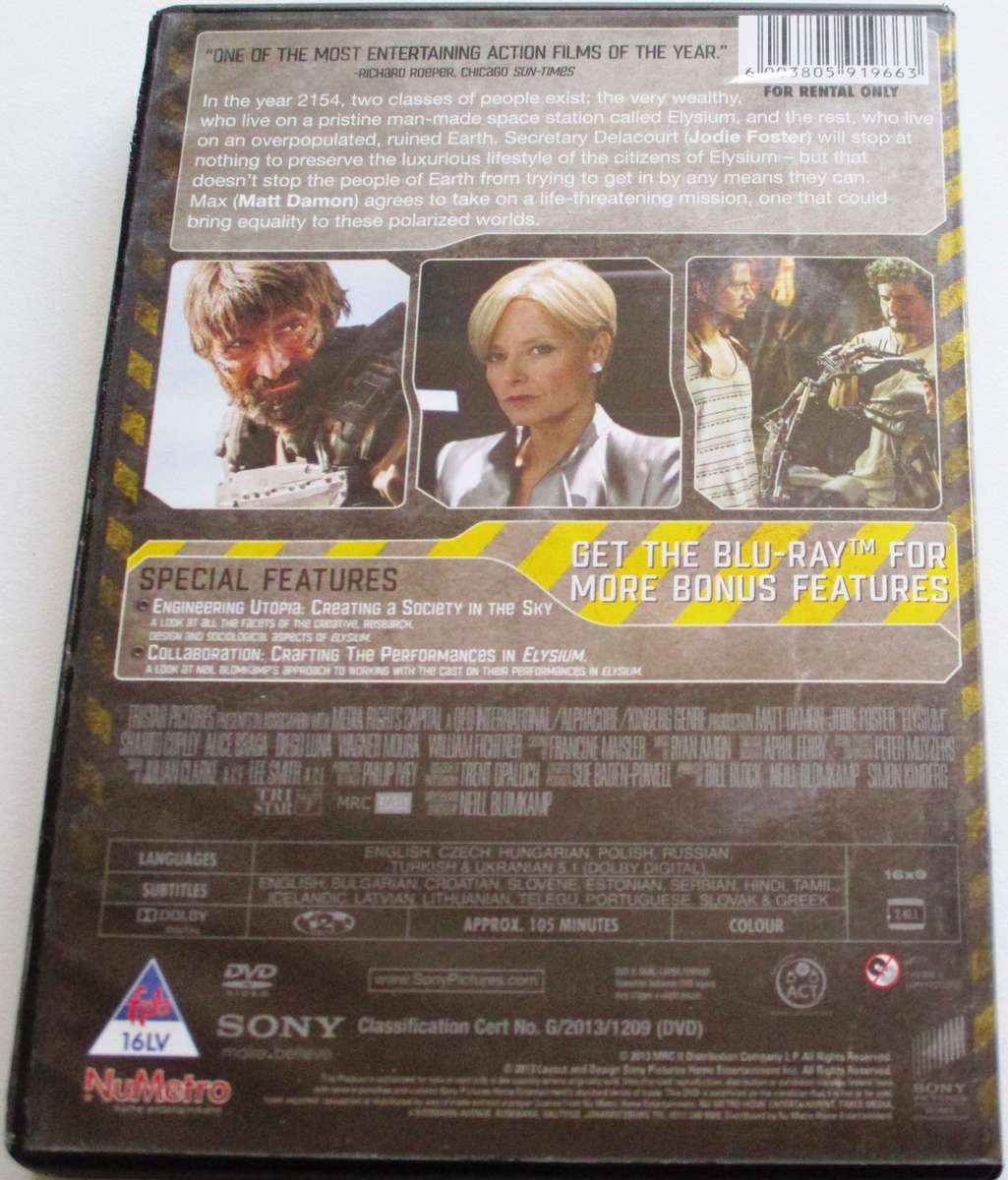 ELYSIUM Matt Damon DVD [BBOX 11]
