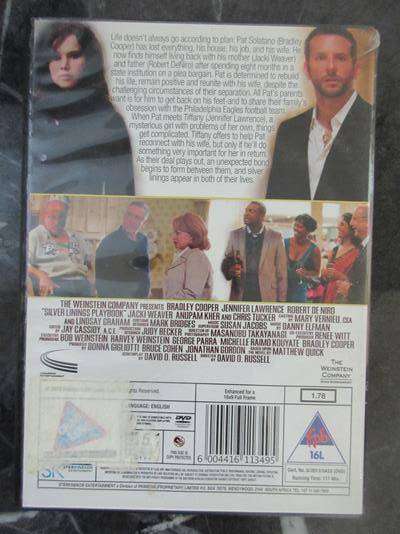 SILVER LININGS PLAYBOOK DVD Bradley Cooper Robert De Niro [DVD BBOX 5] Region 2