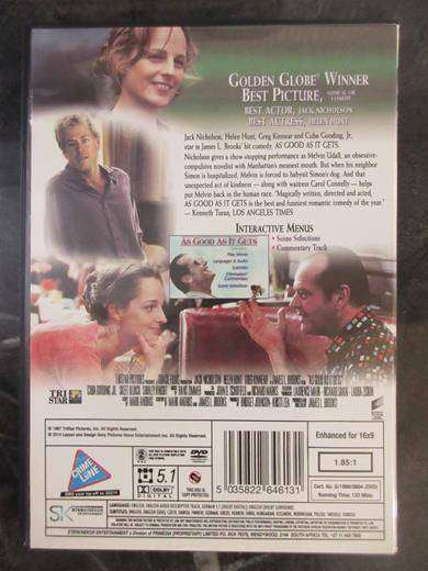 AS GOOD AS IT GETS DVD Jack Nicholson Helen Hunt [BBOX 6] Region 2