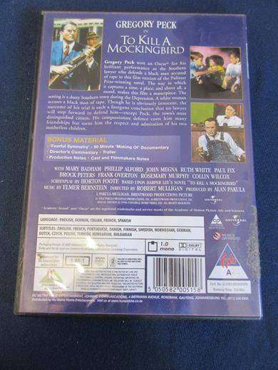 TO KILL A MOCKING BIRD Gregory Peck DVD [BBOX 10] Region 2