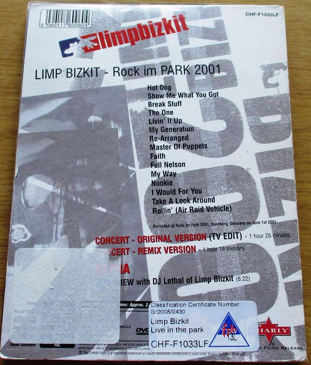 LIMP BIZKIT Rock Im Park 2001 DVD