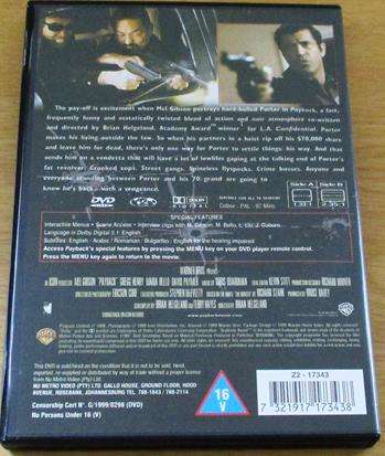 PAYCHECK Mel Gibson DVD  [BBOX 11]