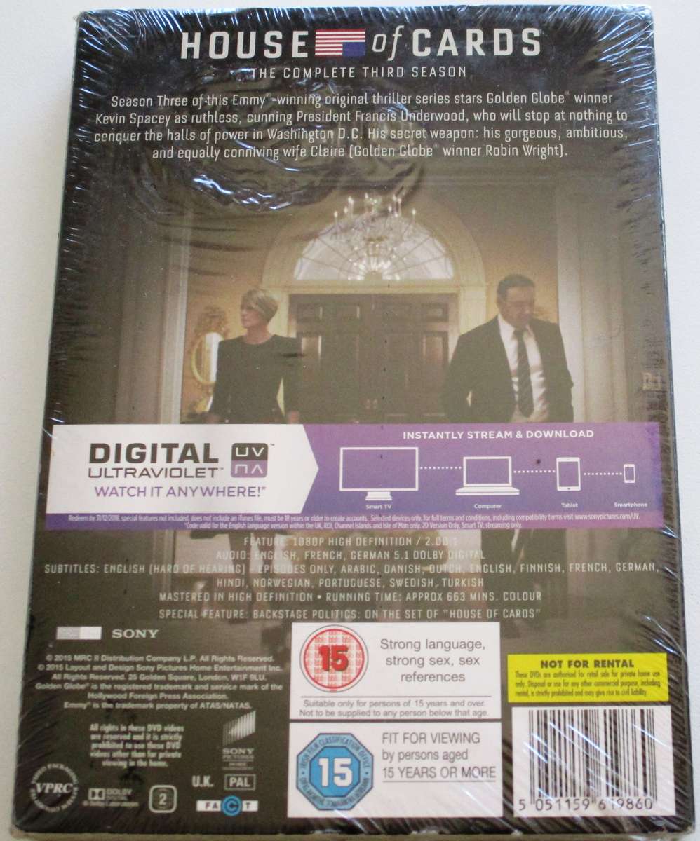 HOUSE OF CARDS The Complete Third Season Spacey DVD [BBOX 1]