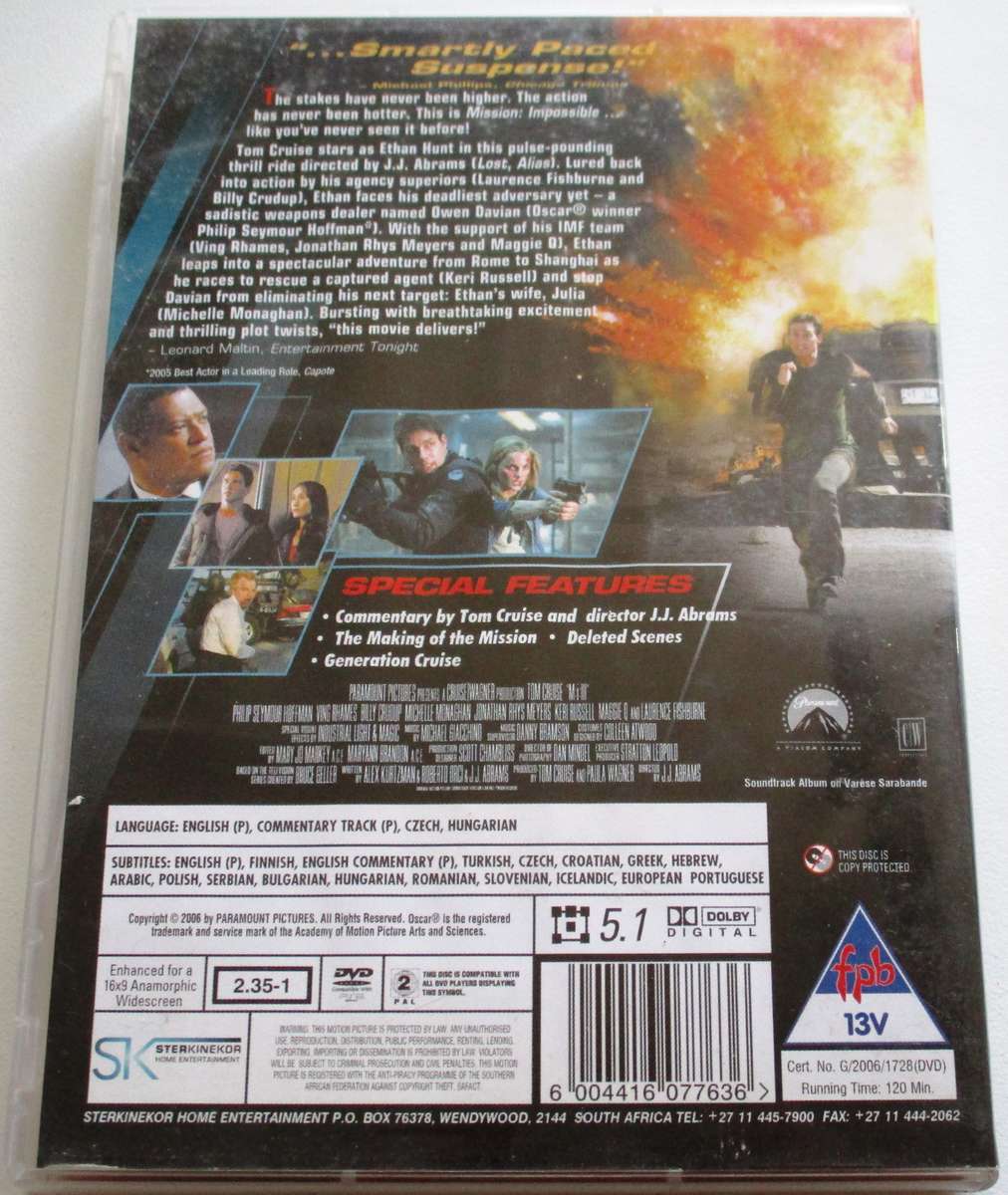 MISSION: IMPOSSIBLE III Tom Cruise DVD [BBOX 4]