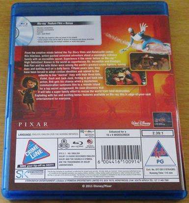 THE INCREDIBLES BLU RAY [BLU RAY SHELF]