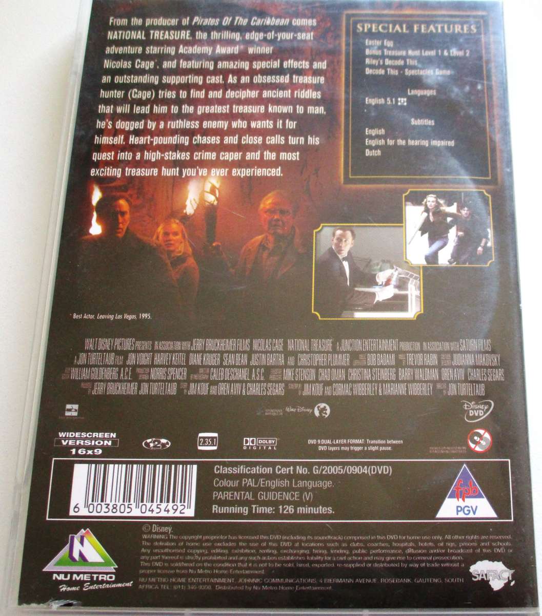 NATIONAL TREASURE 2 DVD [BBOX 12] VG+