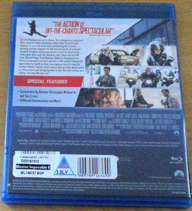 MISSION IMPOSSIBLE Fall Out BLU RAY Tom Cruise [BLU RAY SHELF]
