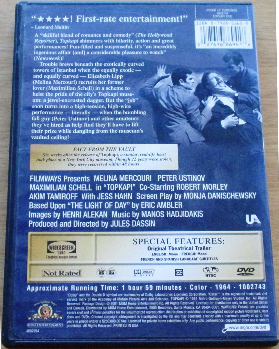 TOPKAPI DVD [BBOX 7] Region 1
