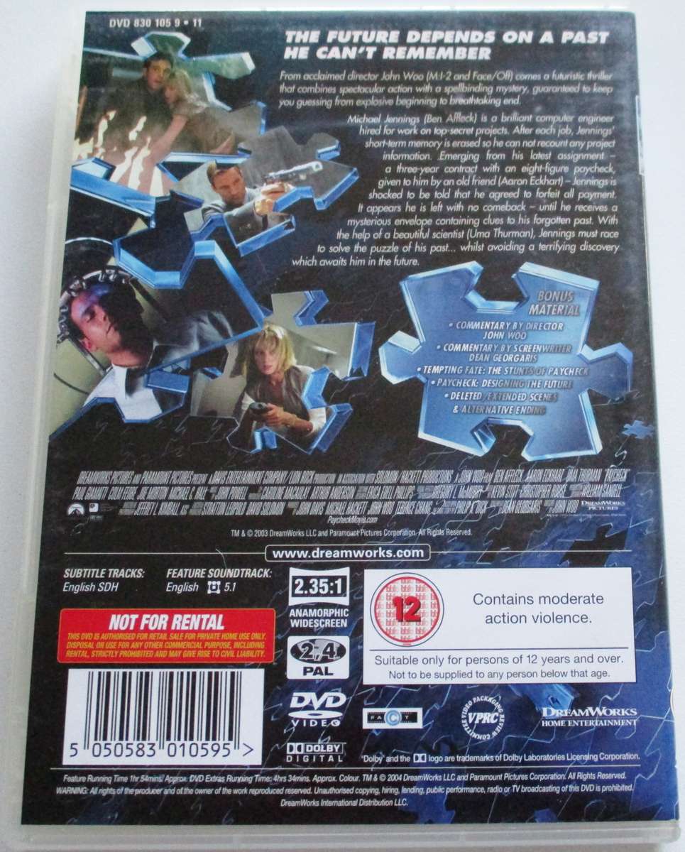 PAYCHECK Ben Affleck DVD [BBOX 12]